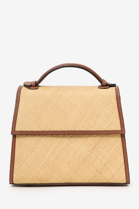 Hunting Season Beige/Brown Raffia Leather Crossbody Bag
