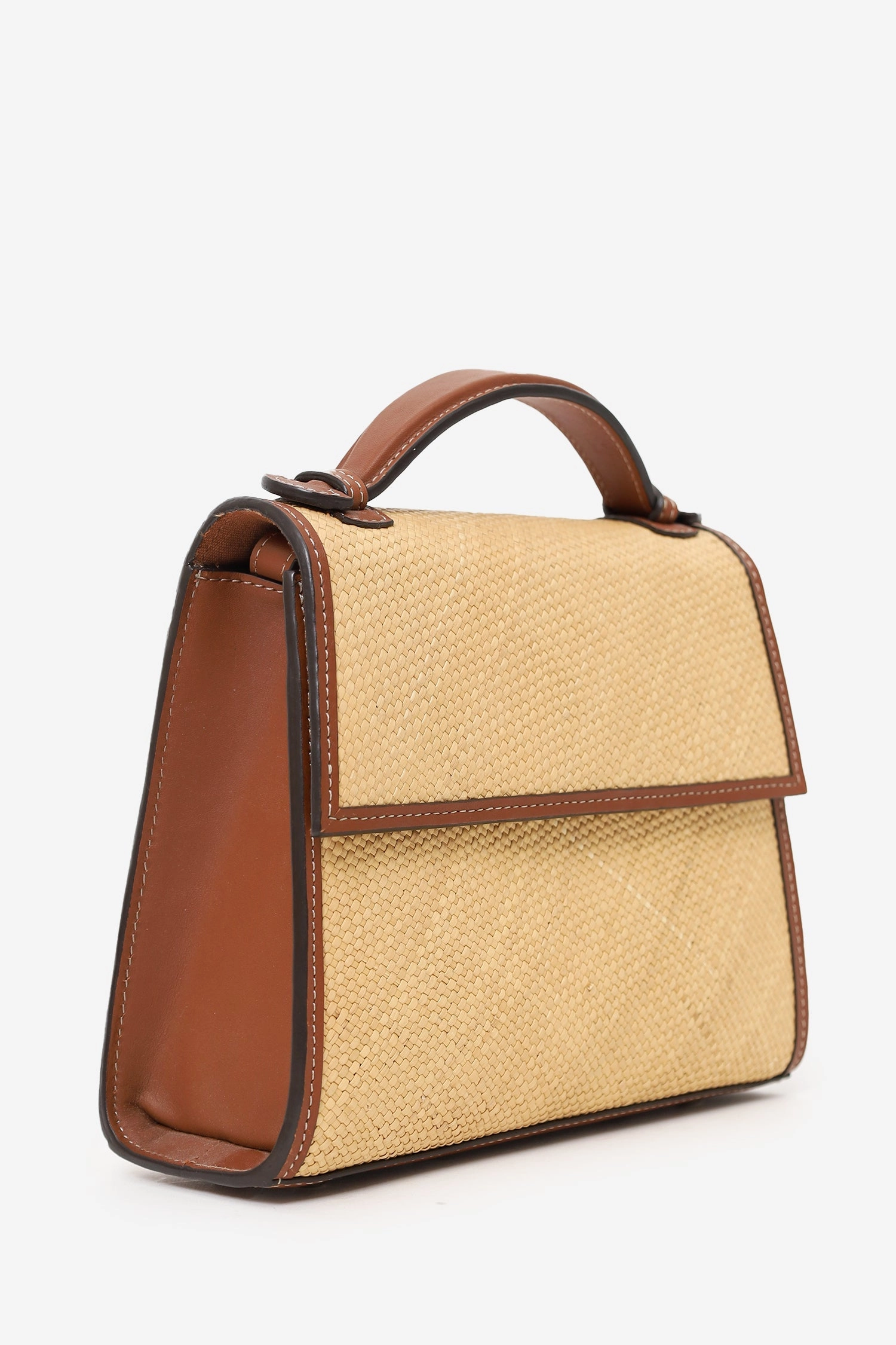 Hunting Season Beige/Brown Raffia Leather Crossbody Bag