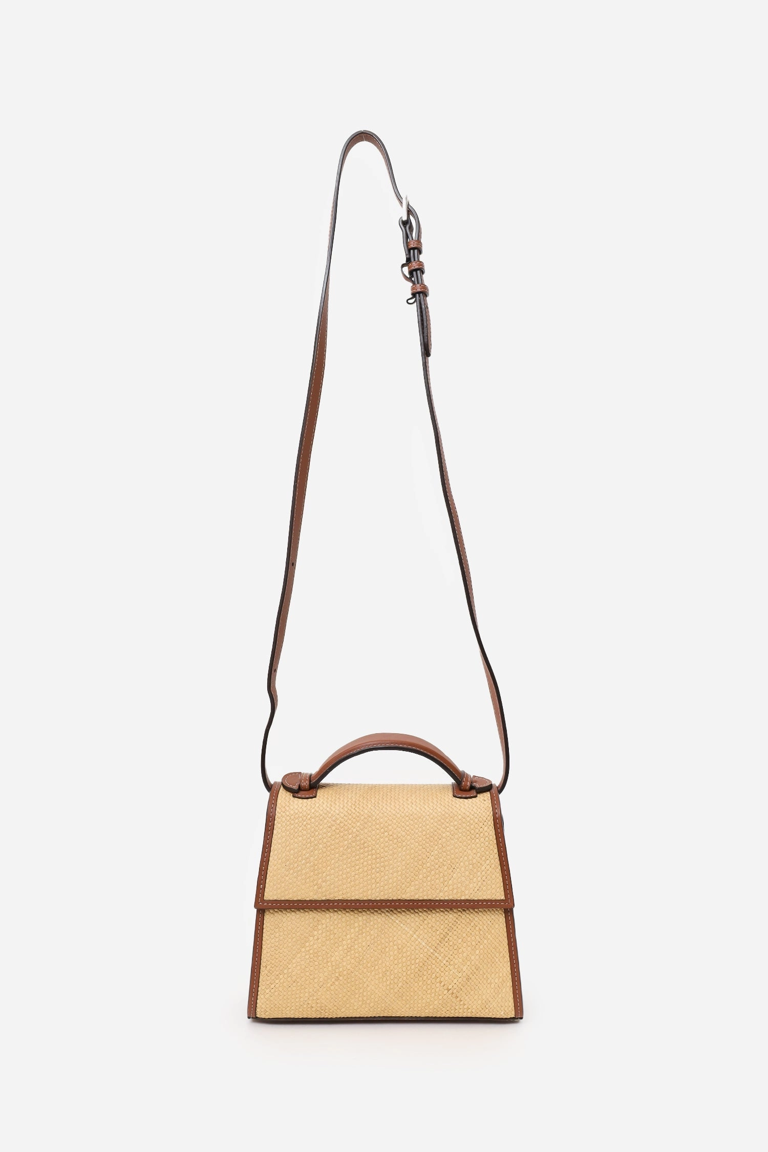 Hunting Season Beige/Brown Raffia Leather Crossbody Bag