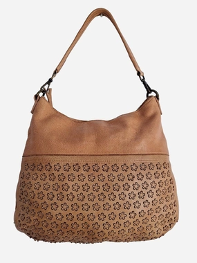 In Leather Dainty Tan Flower Bag