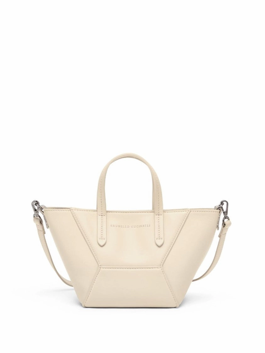 Ivory Geometric Design Bag With Adjustable Strap
