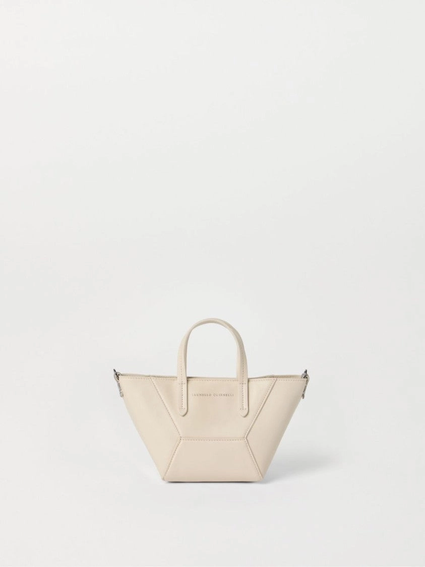 Ivory Geometric Design Bag With Adjustable Strap