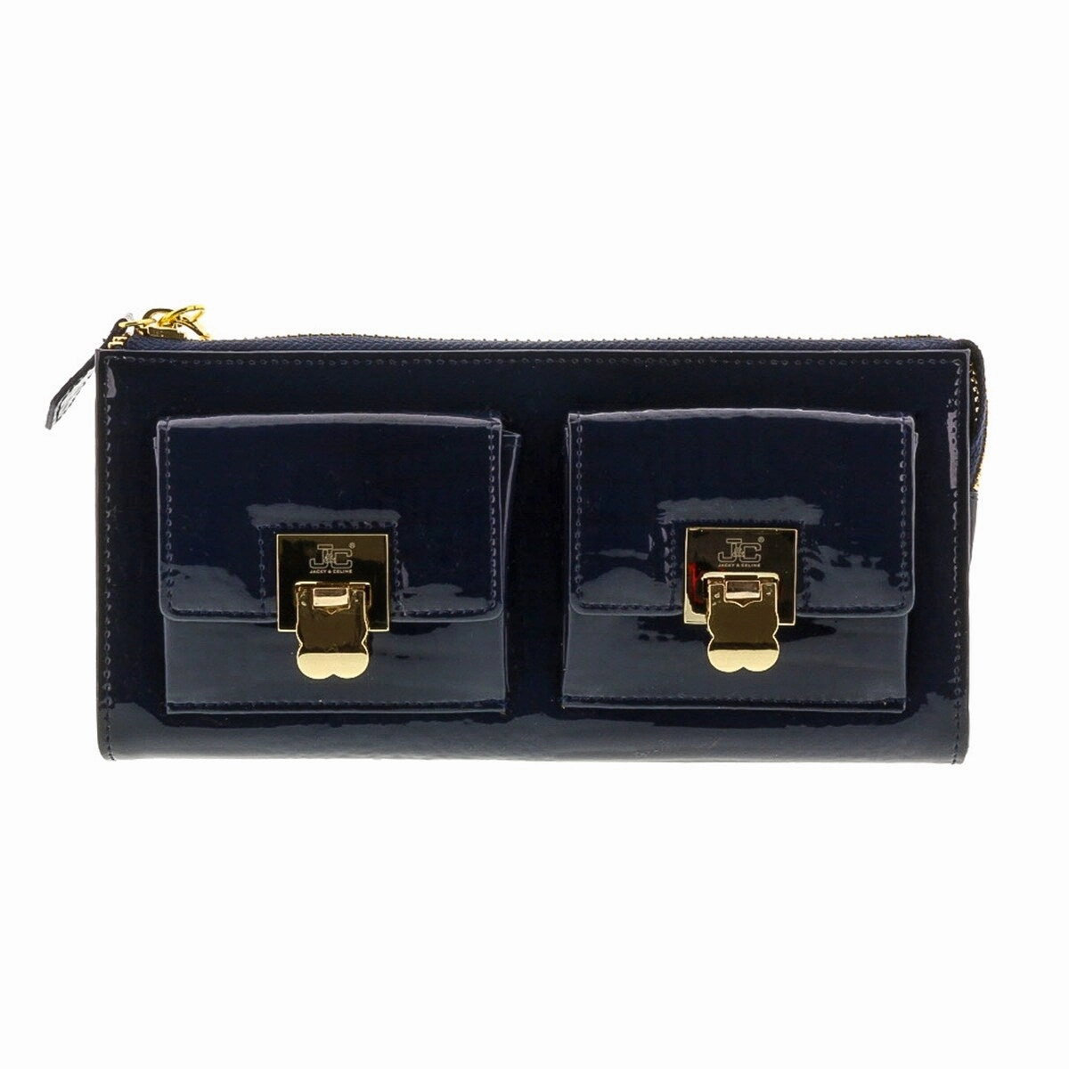 J&C J11-012 BLU Navy Zippered Large Wallet for womens