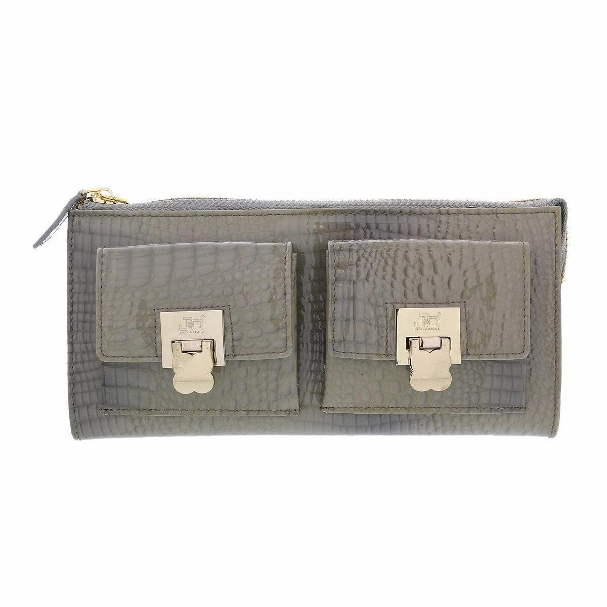 J&C J11-012 GRIGIO Grey Zippered Large Wallet for womens