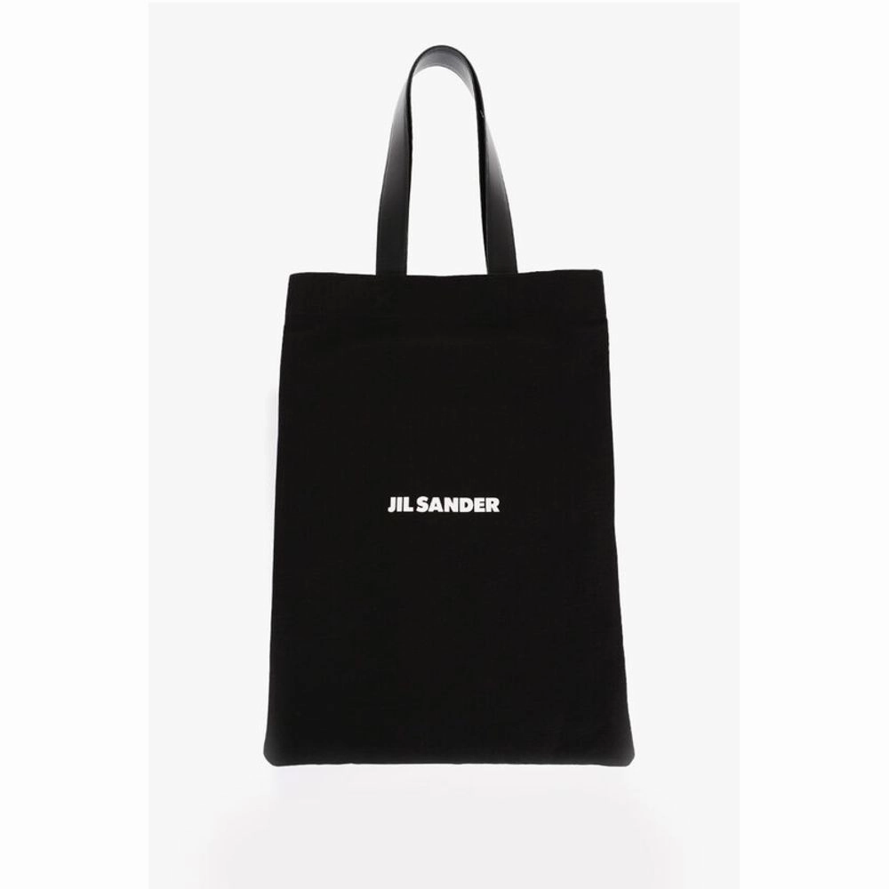 Jil Sander Canvas Shopper Bag with Leather Women's Handles