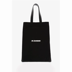 Jil Sander Canvas Shopper Bag with Leather Women's Handles