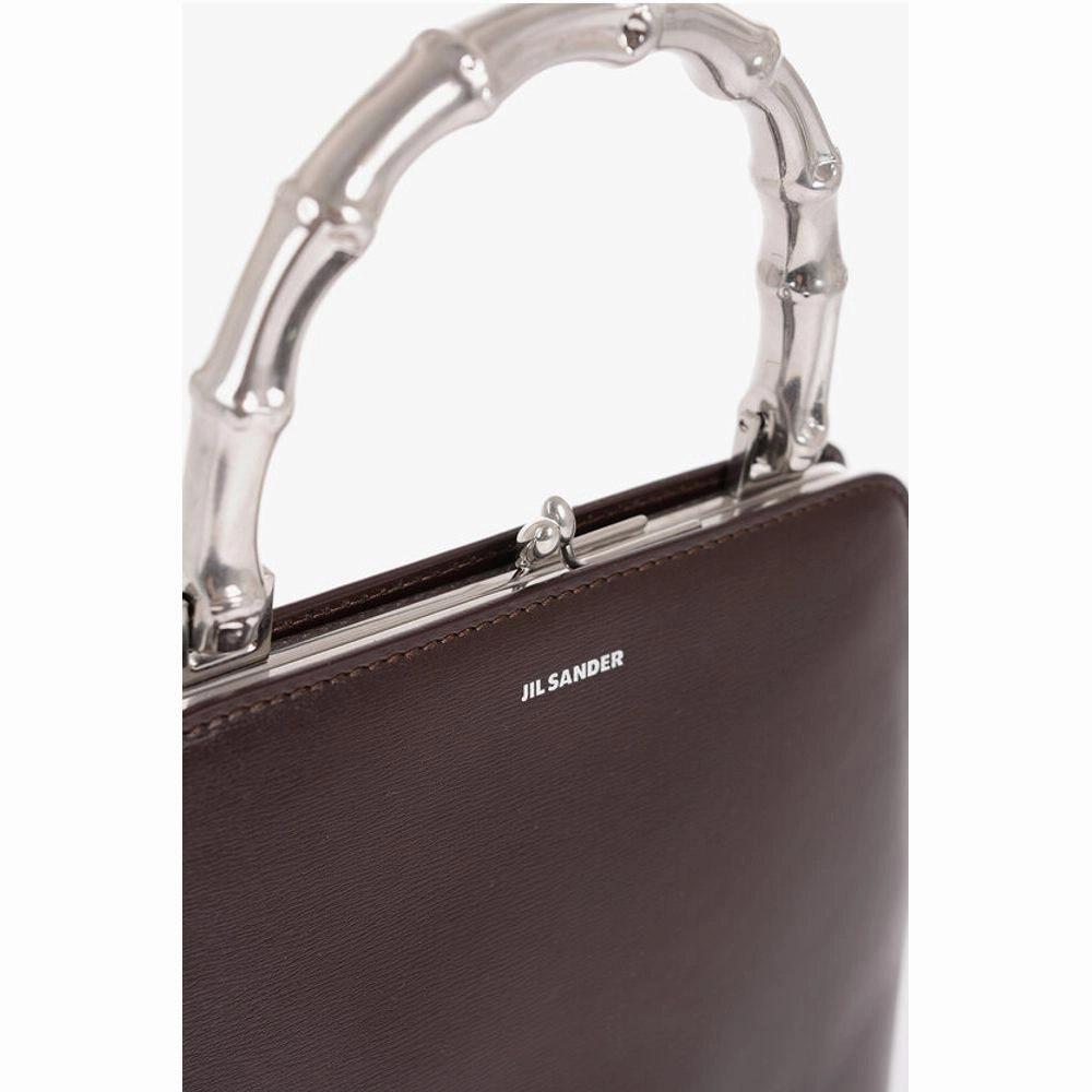 Jil Sander Leather Handbag with Clasp Women's Closure