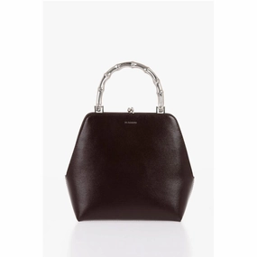 Jil Sander Leather Handbag with Clasp Women's Closure