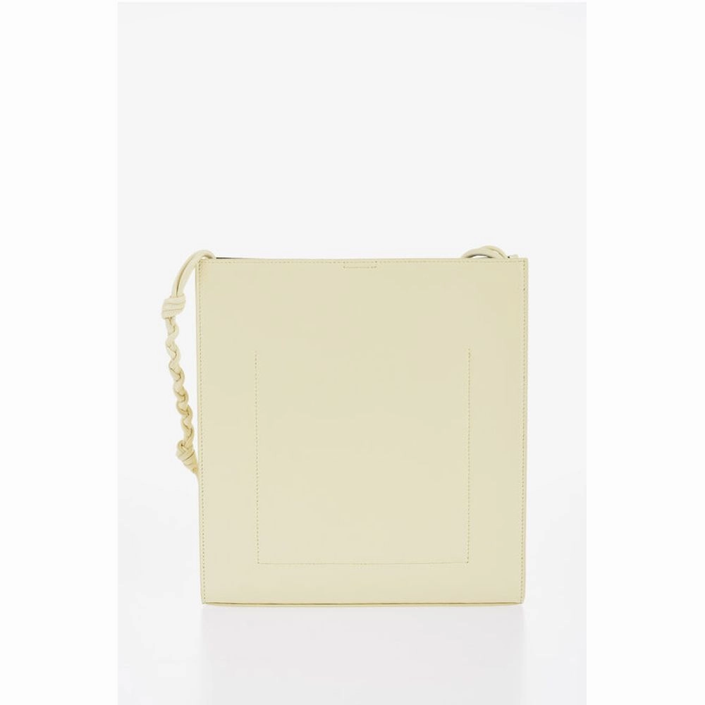 Jil Sander Leather Slim TANGLE Shoulder Bag with Woven Shoulder Strap