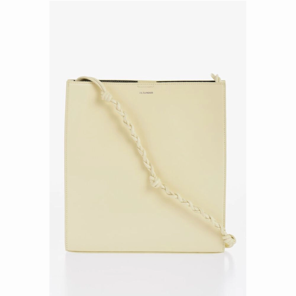 Jil Sander Leather Slim TANGLE Shoulder Bag with Woven Shoulder Strap