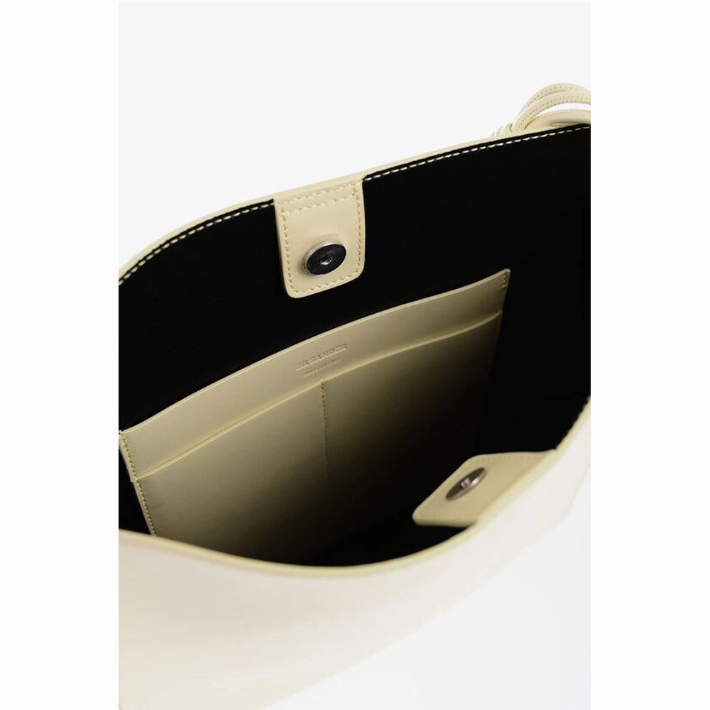 Jil Sander Leather Slim TANGLE Shoulder Bag with Woven Shoulder Strap