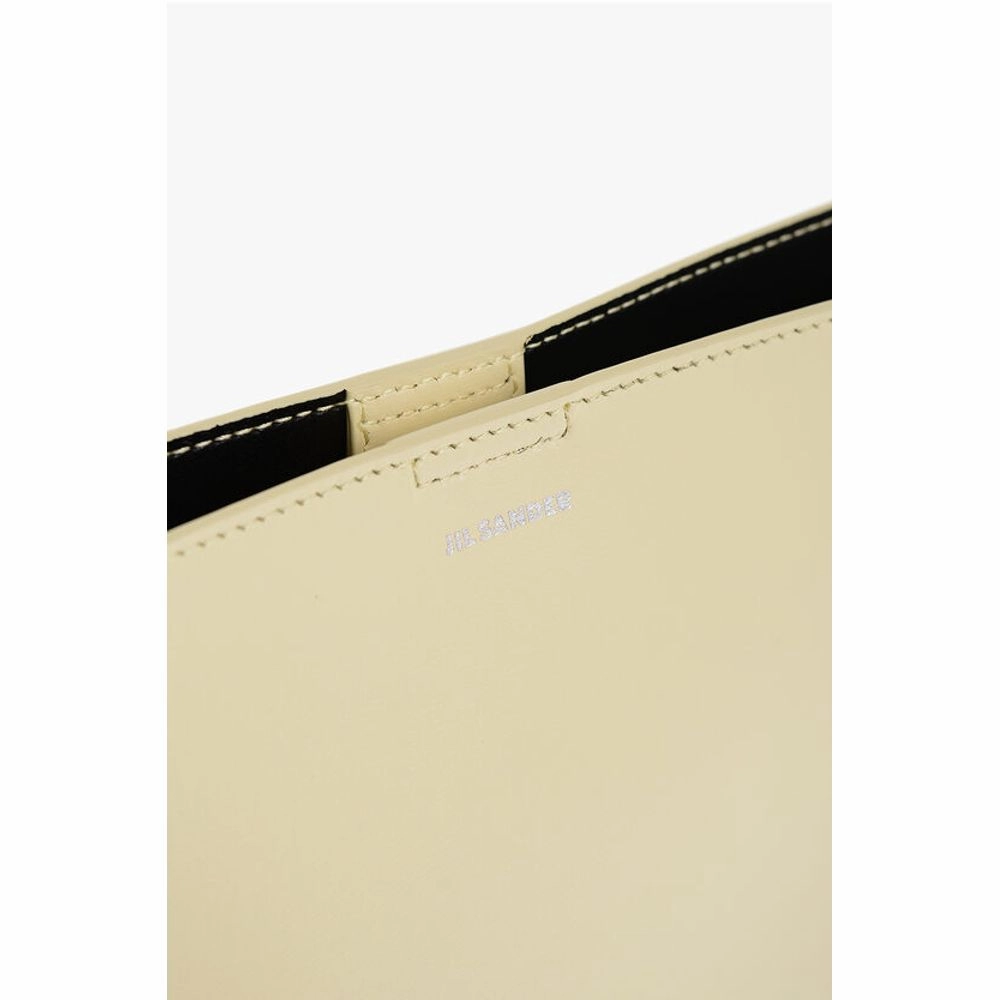 Jil Sander Leather Slim TANGLE Shoulder Bag with Woven Shoulder Strap