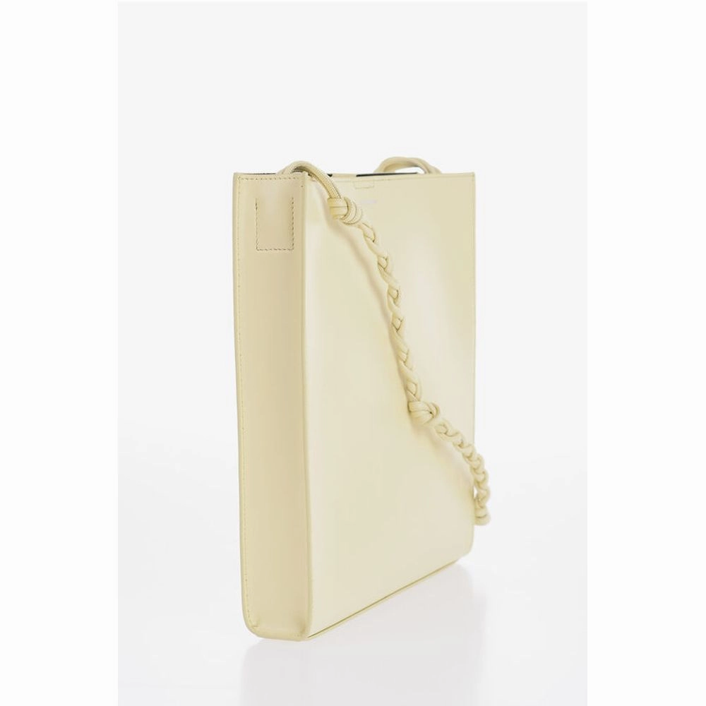 Jil Sander Leather Slim TANGLE Shoulder Bag with Woven Shoulder Strap