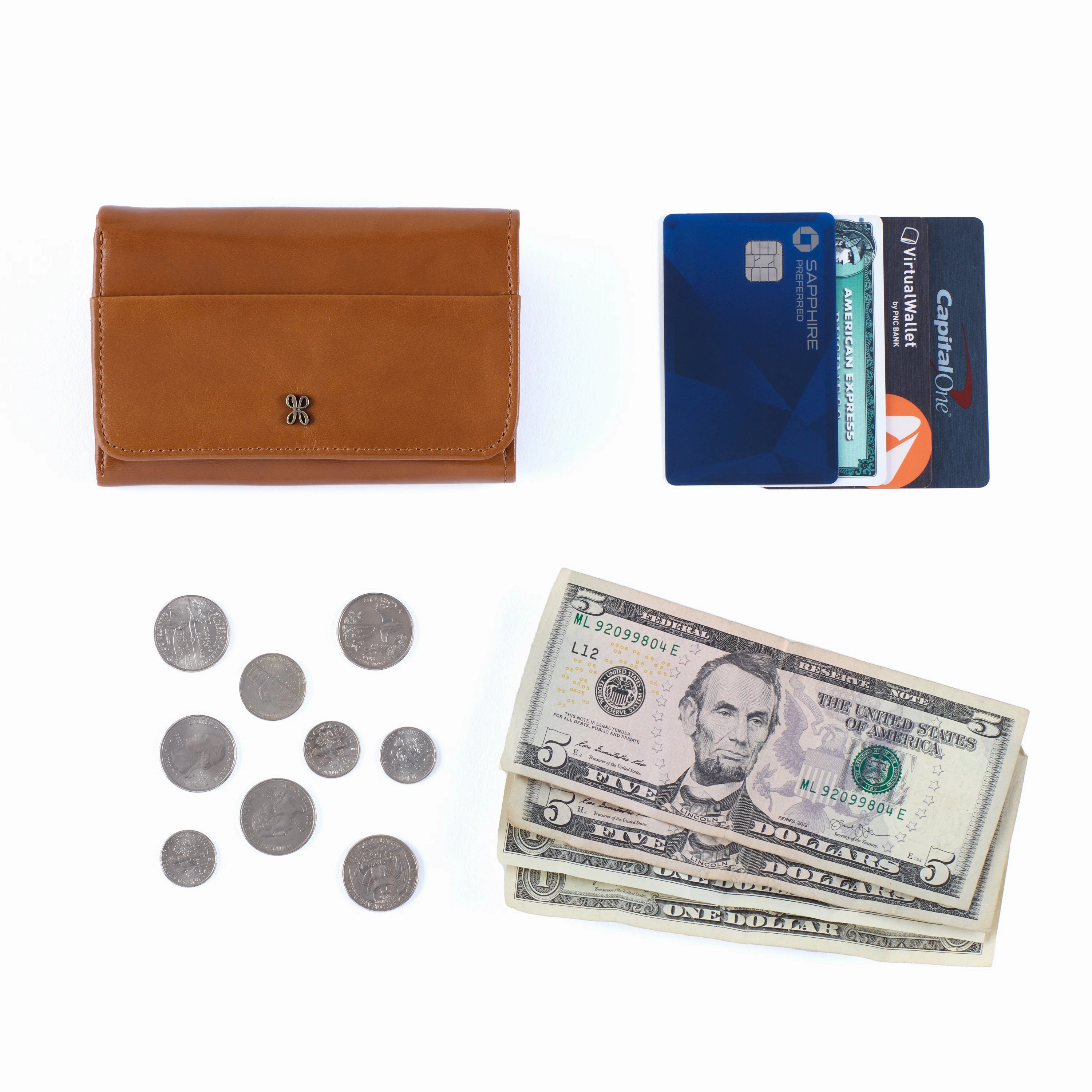 Jill Trifold Wallet In Polished Leather - Natural