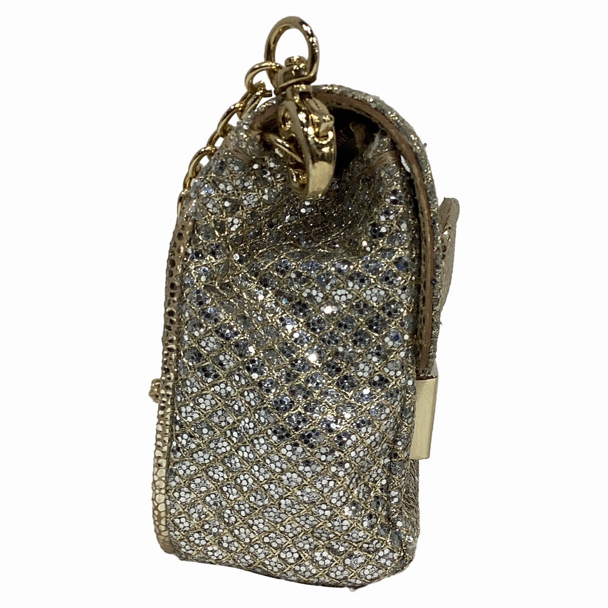 Jimmy Choo Mini Caro Shoulder Bag in Metallic Silver Glitter