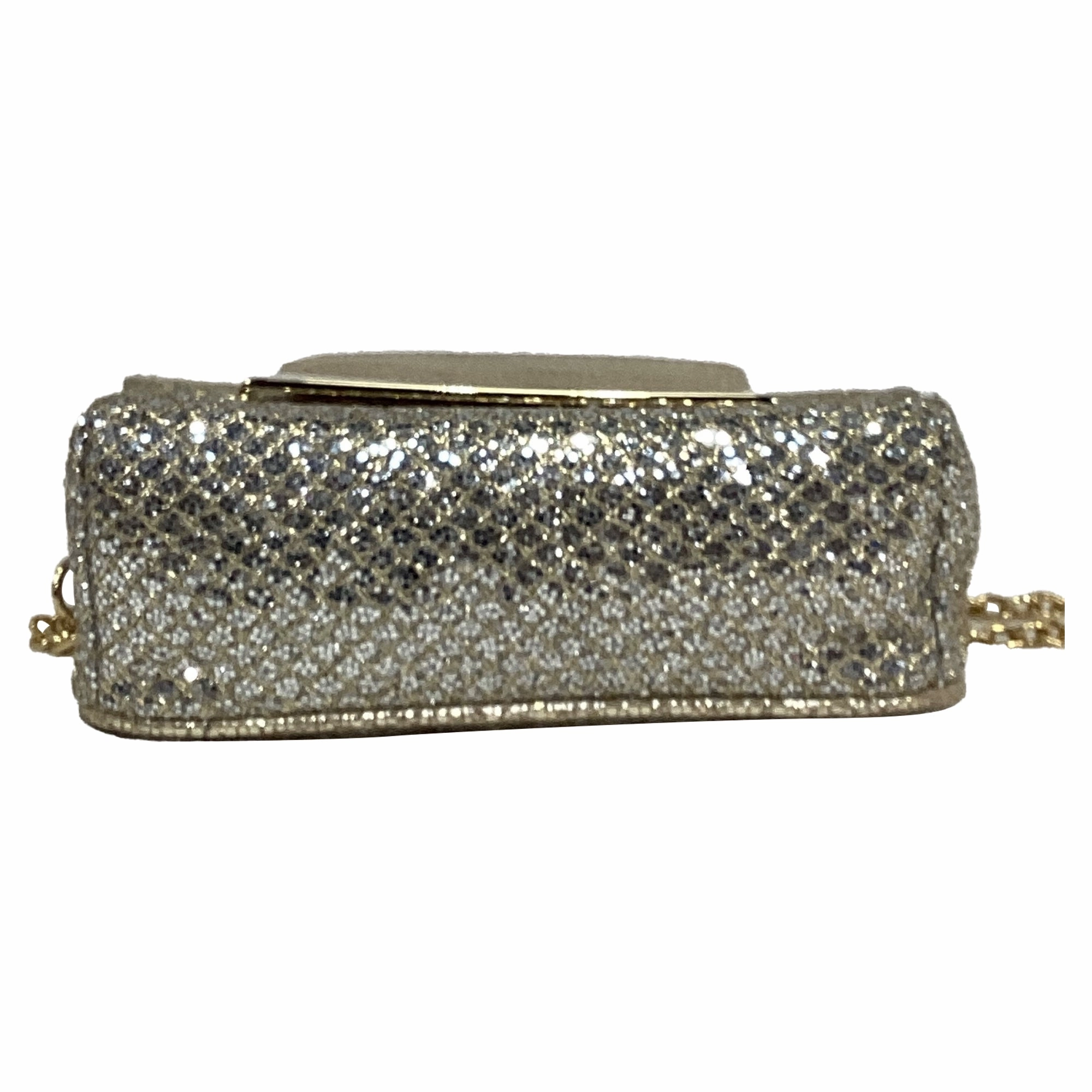 Jimmy Choo Mini Caro Shoulder Bag in Metallic Silver Glitter