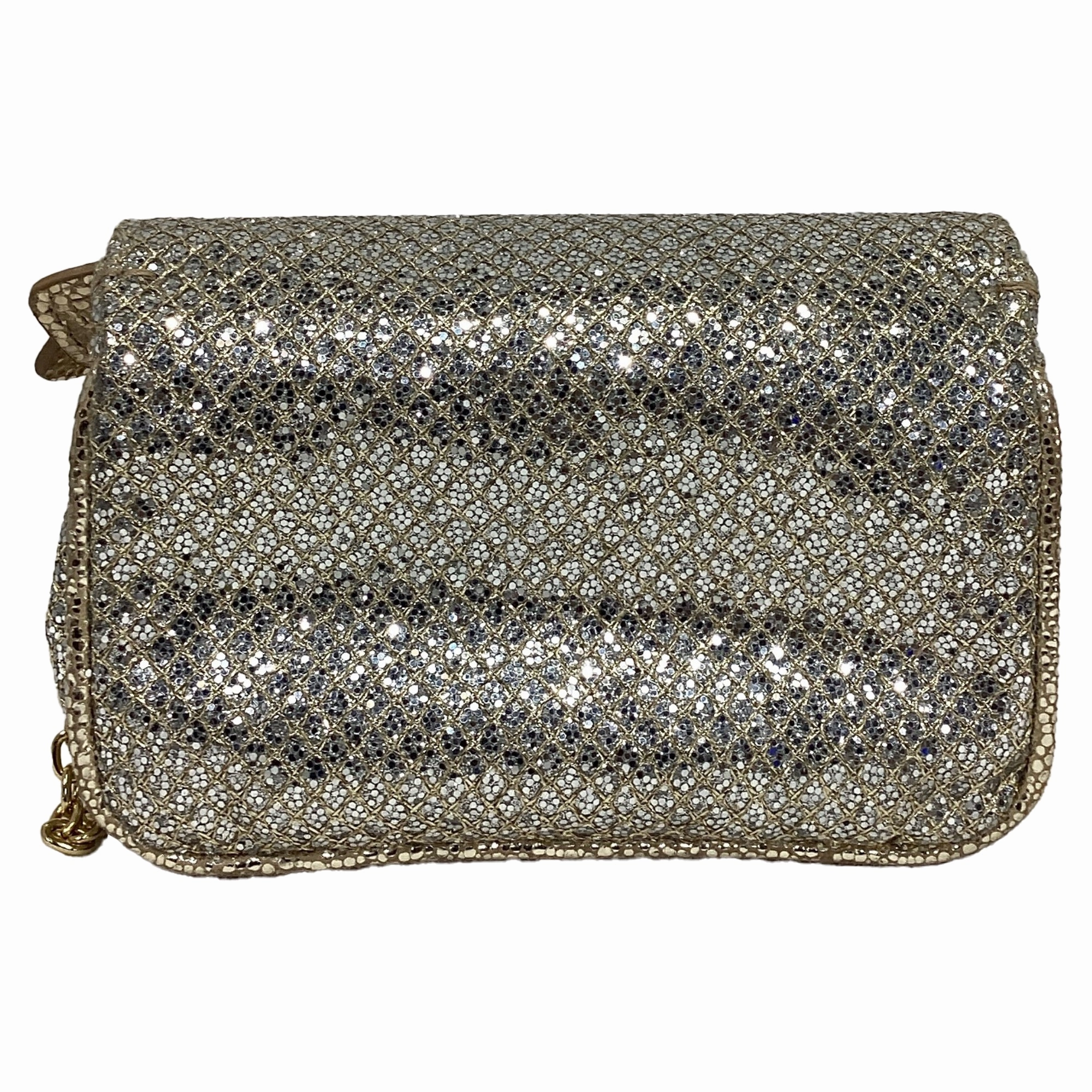Jimmy Choo Mini Caro Shoulder Bag in Metallic Silver Glitter