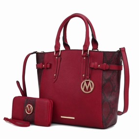 Joelle Faux-Snake Embossed Womens Tote bag with matching Wallet by Mia K.