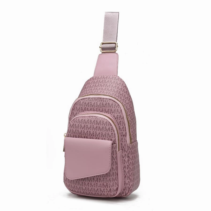 Kace M logo Printed Vegan Leather Womens Sling Bag