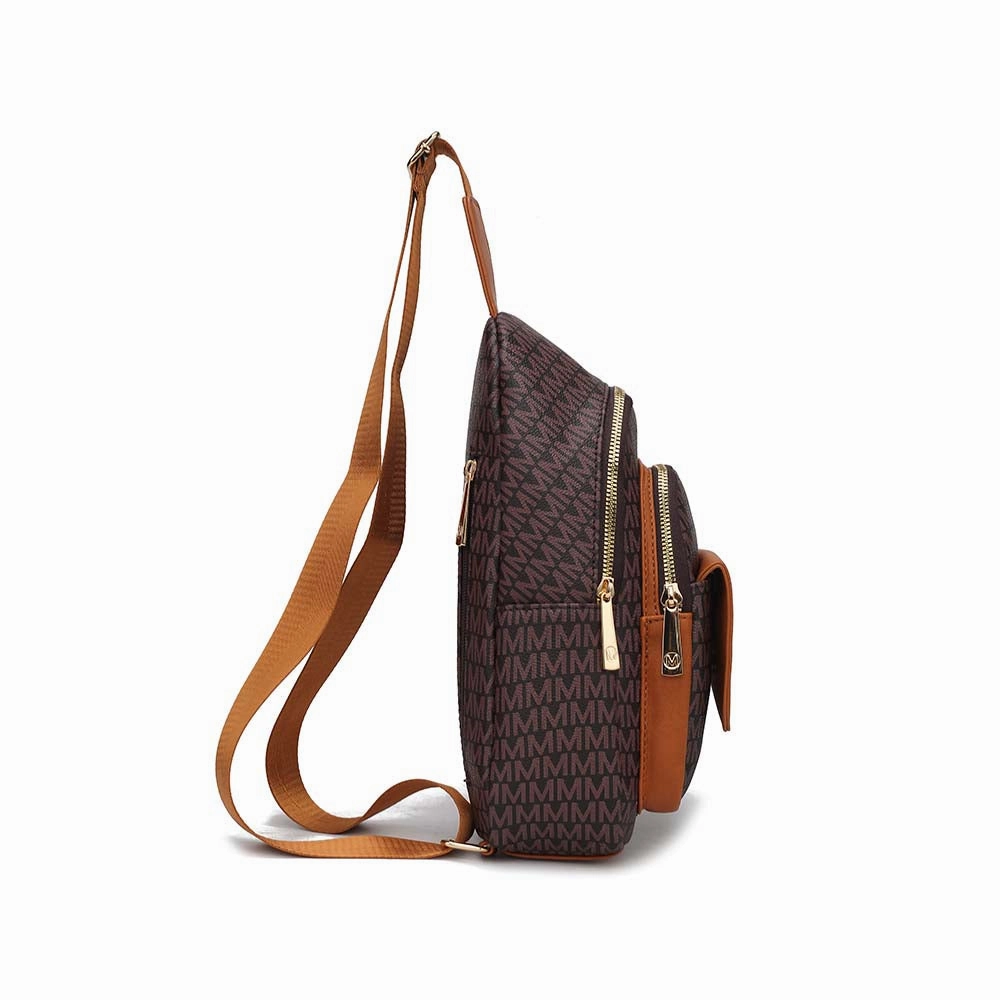 Kace M logo Printed Vegan Leather Womens Sling Bag