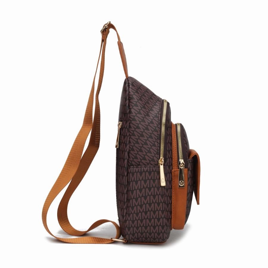 Kace M logo Printed Vegan Leather Womens Sling Bag