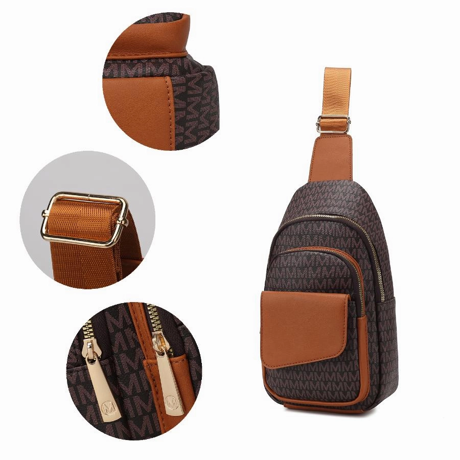 Kace M logo Printed Vegan Leather Womens Sling Bag