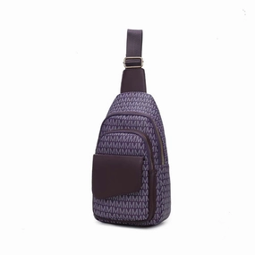 Kace M logo Printed Vegan Leather Womens Sling Bag