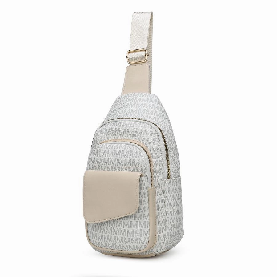Kace M logo Printed Vegan Leather Womens Sling Bag