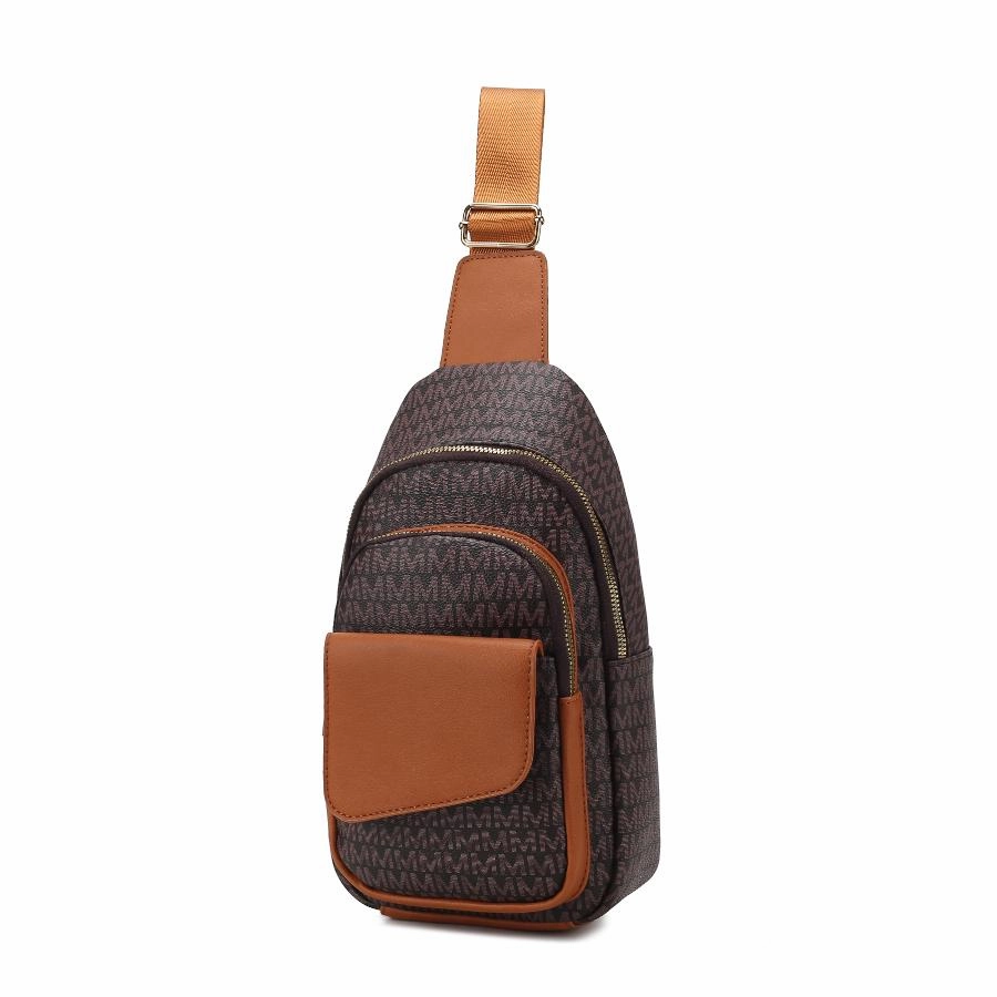 Kace M logo Printed Vegan Leather Womens Sling Bag