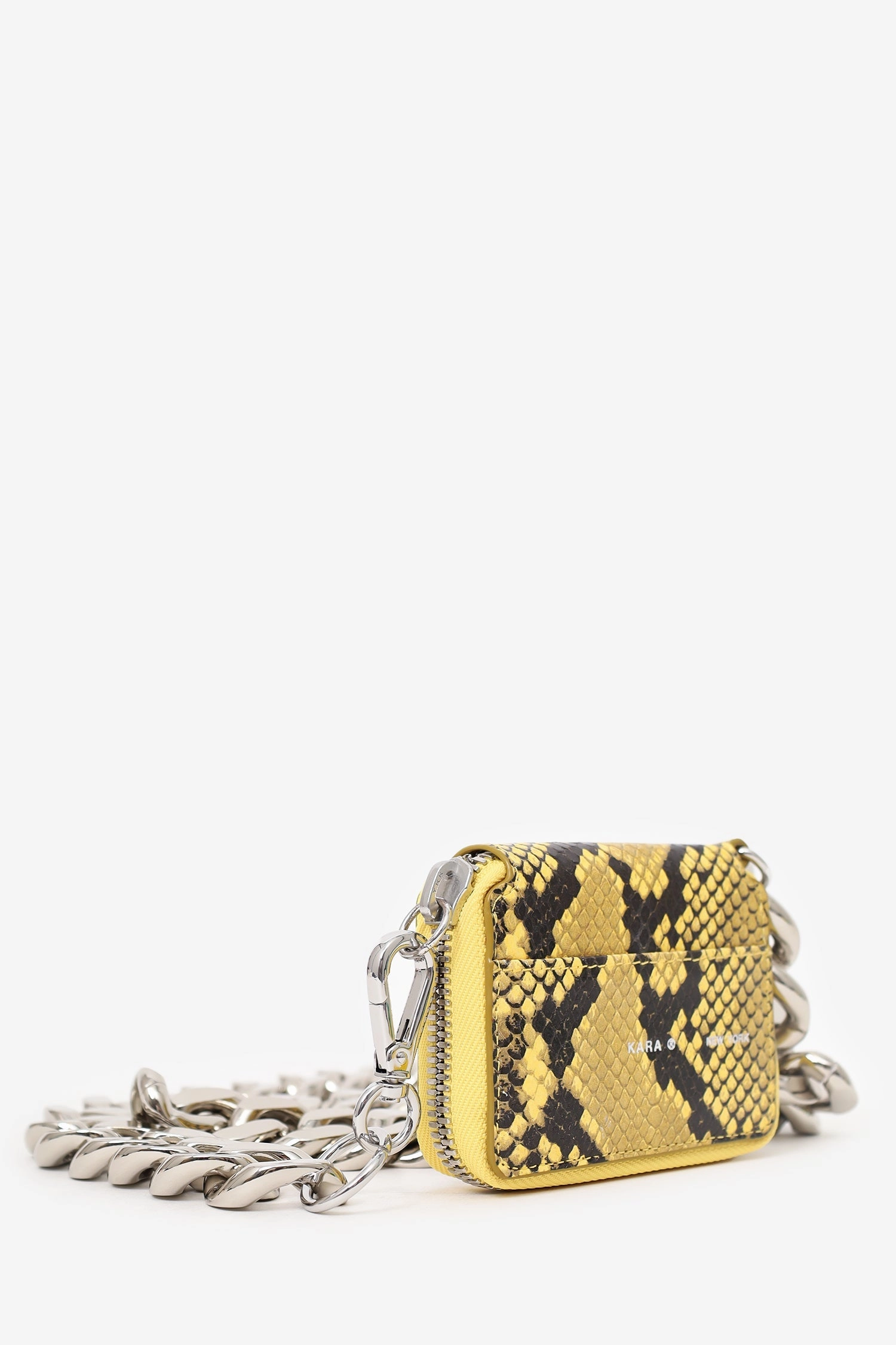 Kara Yellow Python Embossed Wallet Chain Crossbody Bag