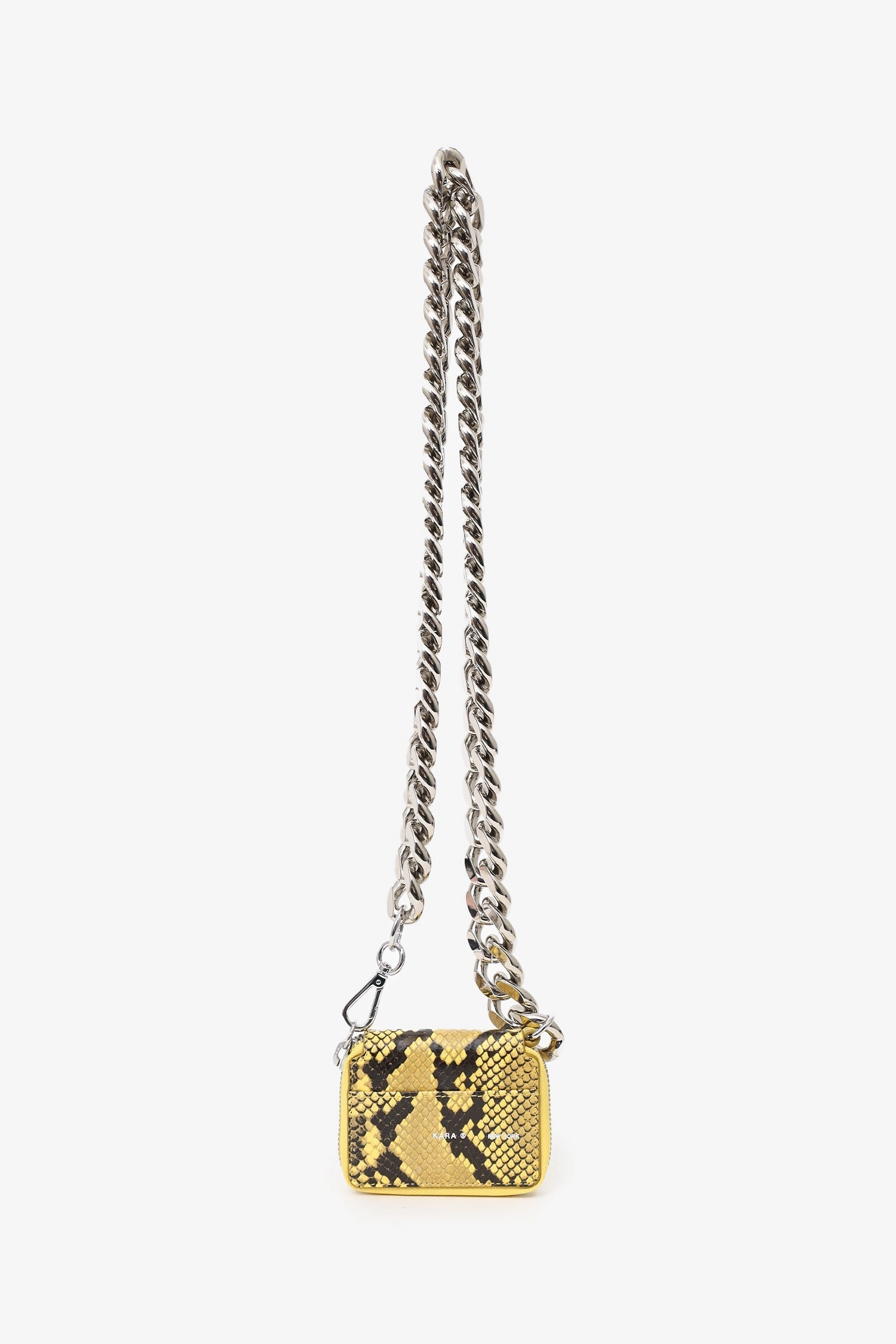 Kara Yellow Python Embossed Wallet Chain Crossbody Bag