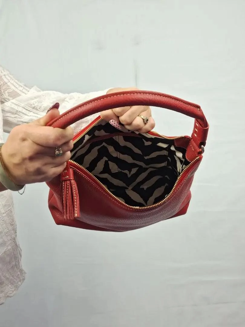 Kate Spade Crimson Pebble Leather Feature Stitch Handbag