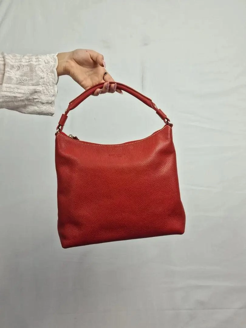 Kate Spade Crimson Pebble Leather Feature Stitch Handbag