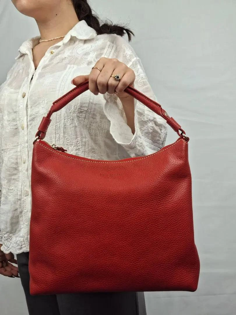 Kate Spade Crimson Pebble Leather Feature Stitch Handbag