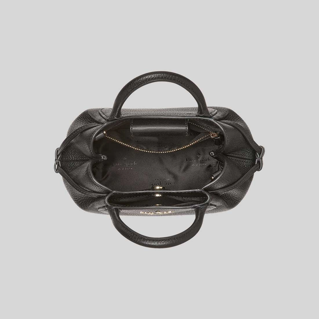 KATE SPADE Dumpling Pebbled Leather Mini Triple Compartment Satchel Black KI859