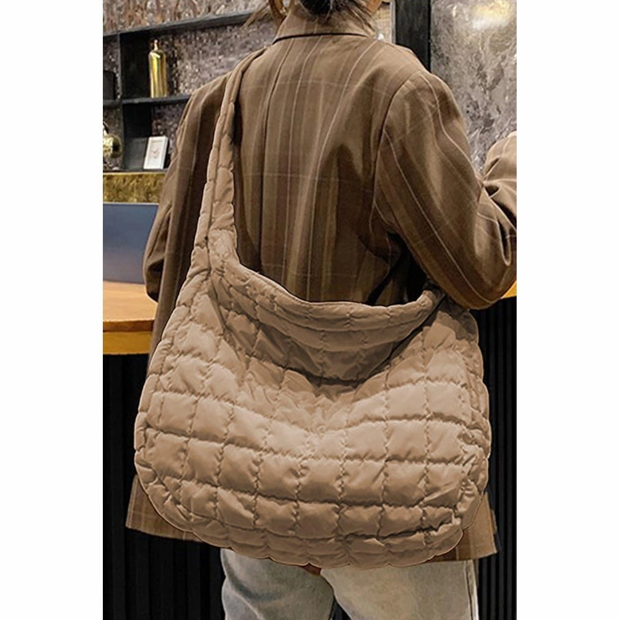 Kylie Quilted Zipper Tote Bag - ONE SIZE