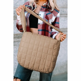 Kylie Quilted Zipper Tote Bag - ONE SIZE