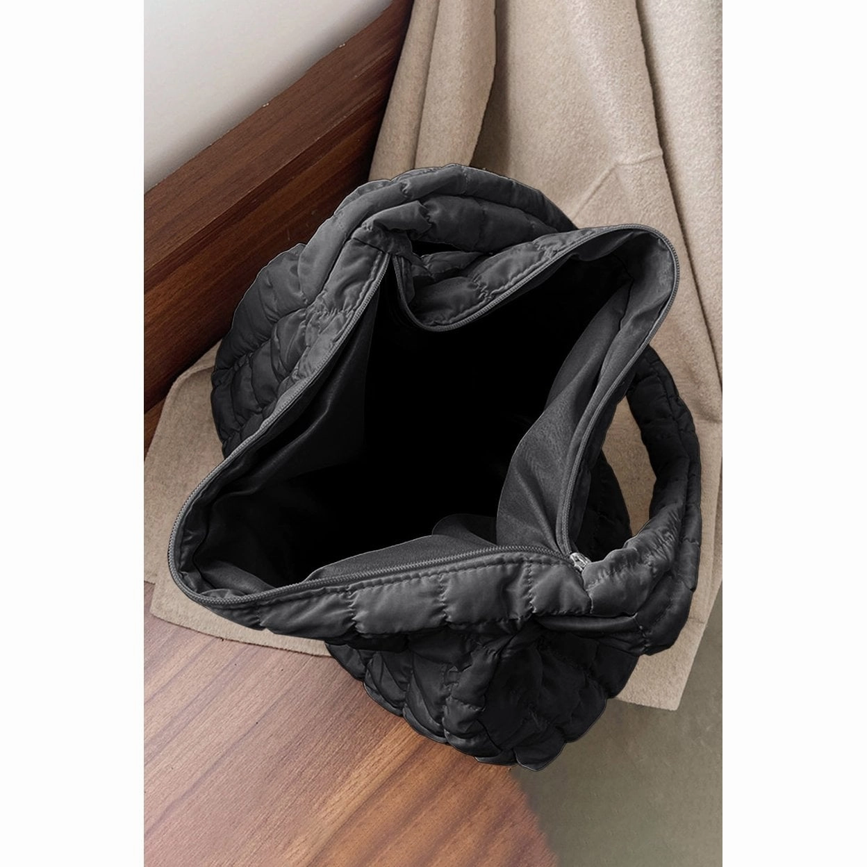 Kylie Quilted Zipper Tote Bag - ONE SIZE