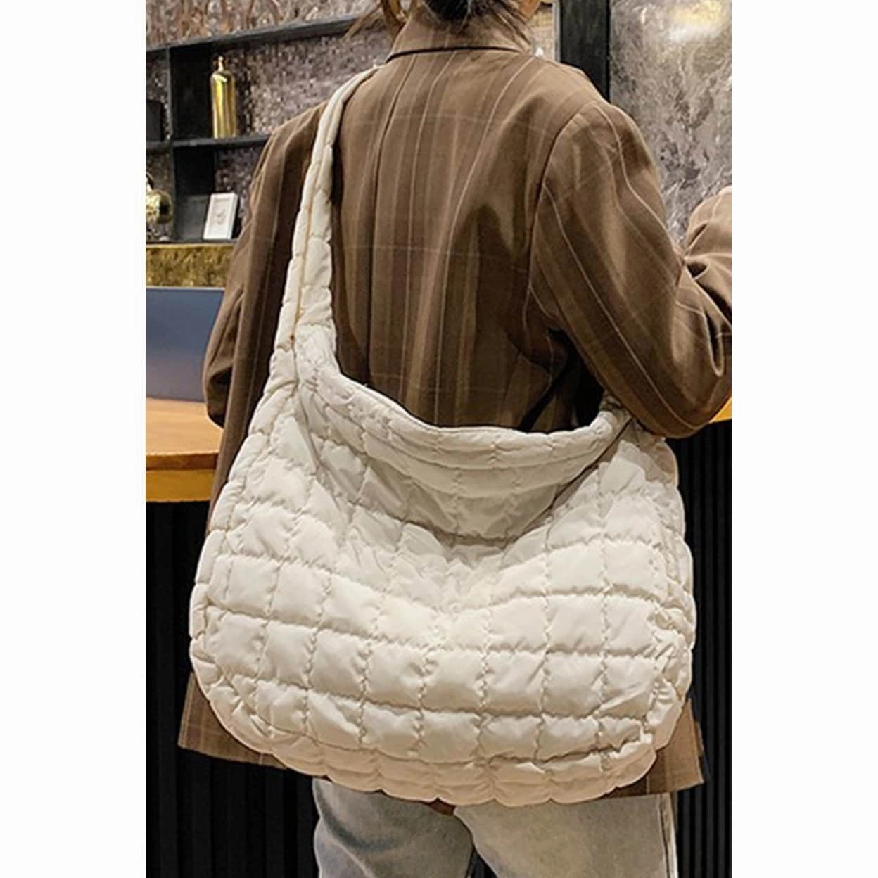 Kylie Quilted Zipper Tote Bag - ONE SIZE