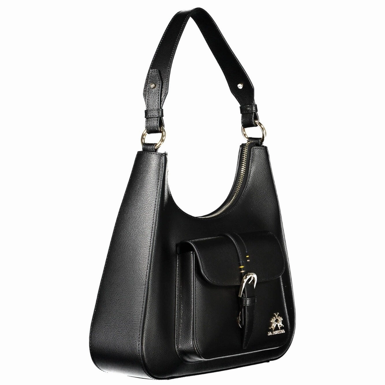 La Martina Black Leather Women Women's Handbag