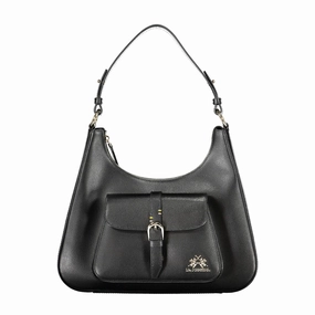 La Martina Black Leather Women Women's Handbag