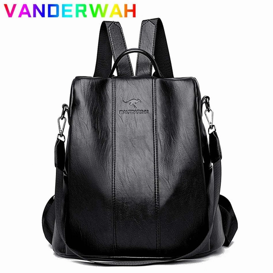 Ladies Anti-theft Soft Leather Backpack Women Vintage Shoulder Bag High Capacity Bag