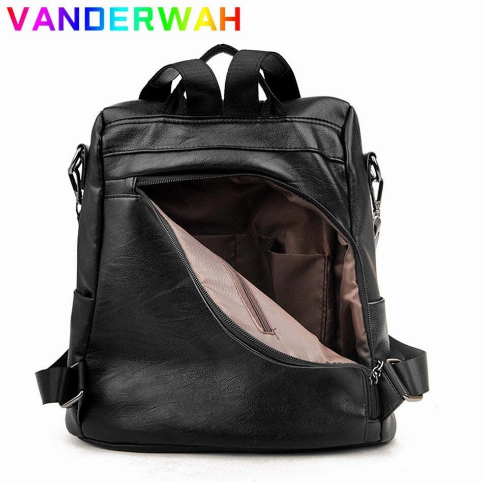 Ladies Anti-theft Soft Leather Backpack Women Vintage Shoulder Bag High Capacity Bag