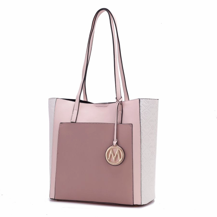 Leah Vegan Leather color-block Womens Tote Bag