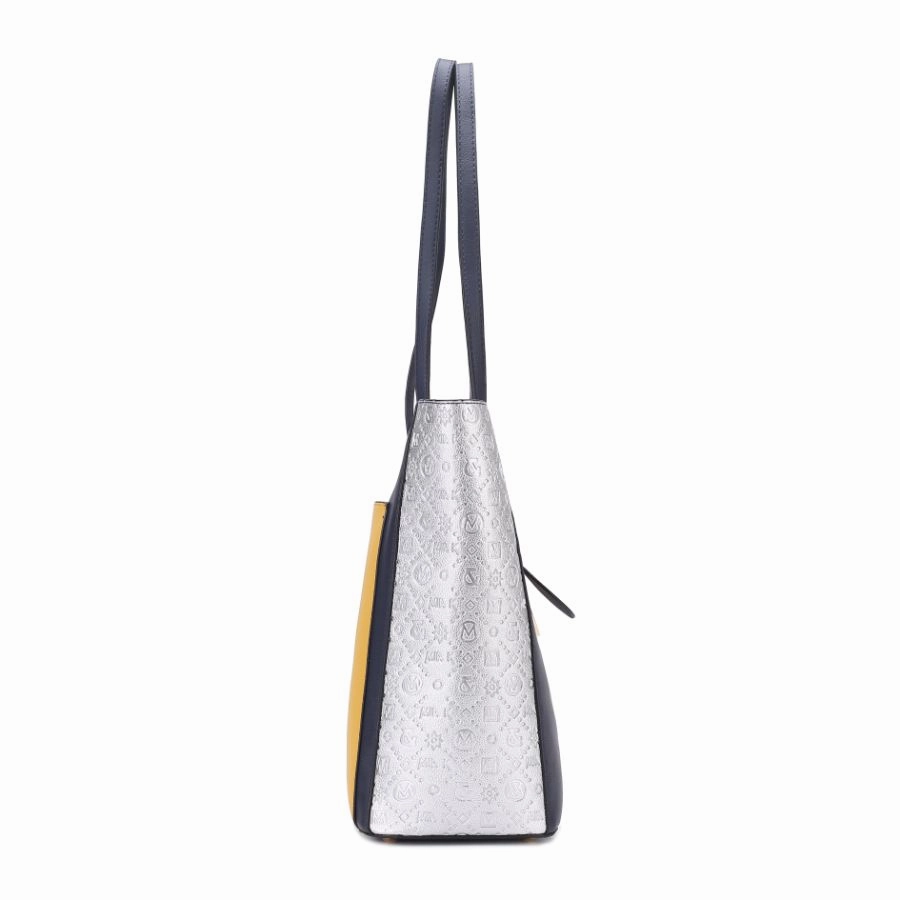 Leah Vegan Leather color-block Womens Tote Bag