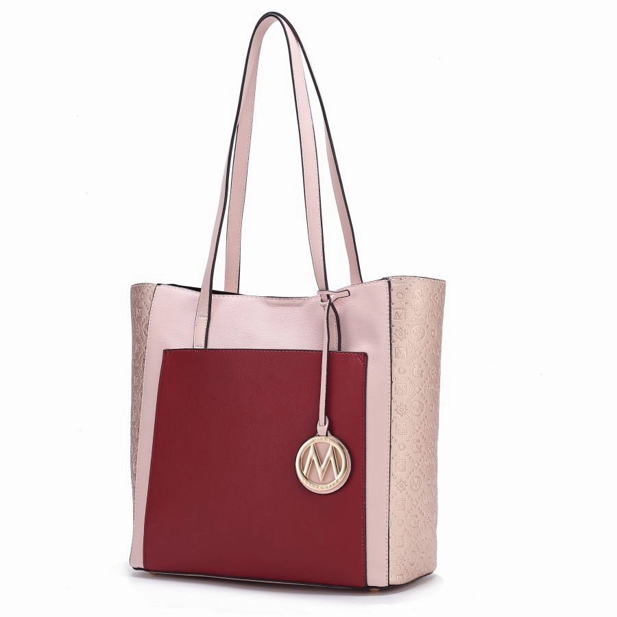 Leah Vegan Leather color-block Womens Tote Bag