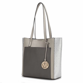 Leah Vegan Leather color-block Womens Tote Bag