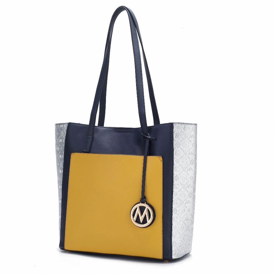 Leah Vegan Leather color-block Womens Tote Bag