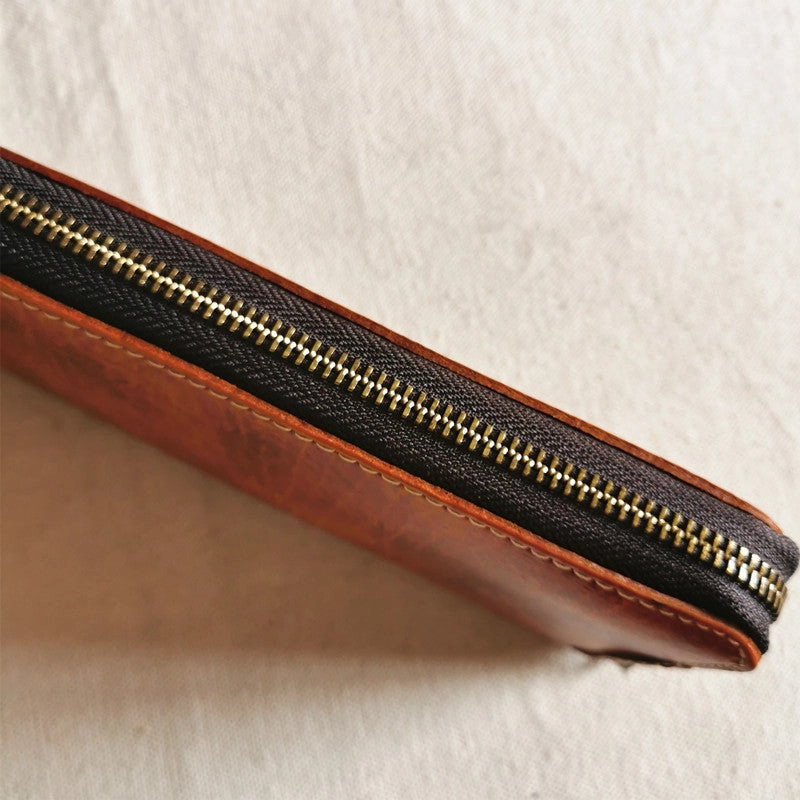 Leather Biker Wallet Leather Biker Chain Wallet Mens Vintage Biker Long Zip Wallet for Men