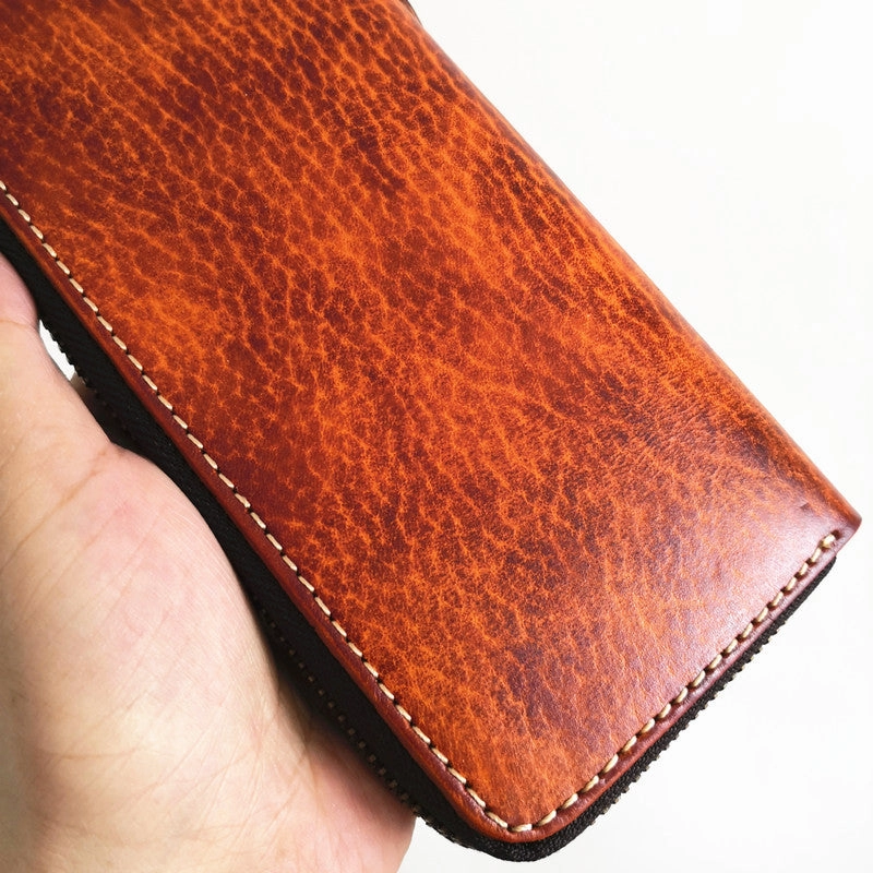 Leather Biker Wallet Leather Biker Chain Wallet Mens Vintage Biker Long Zip Wallet for Men